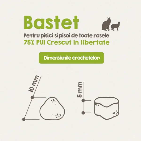 Hrana uscata pisici, Naturea, Bastet, cu pui natural crescut in libertate