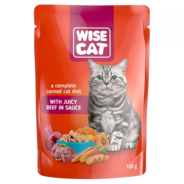 hrana umeda pisici cu vita, wise cat